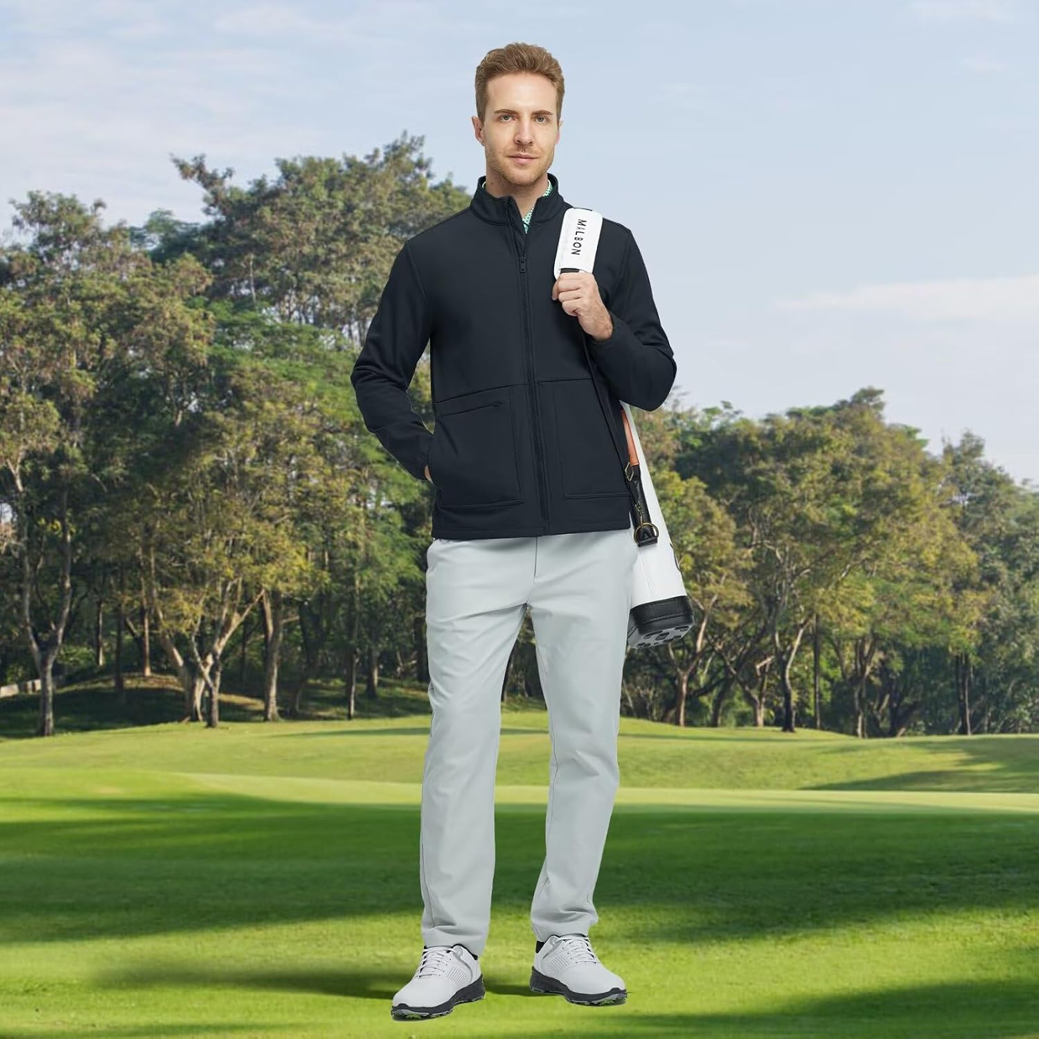 M MAELREG Mens Softshell Jacket Fleece Lined Lightweight Zip Up Water-Repellent Windbreaker Insulated Golf Jackets