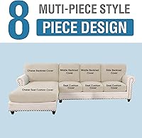 Vista 68 de H.VERSAILTEX 2025 New Sectional Couch Covers 8 Pieces Stretch Sofa Covers for Sectional Sofa Set Separate L Shaped Couch Cover for Both Left/Right