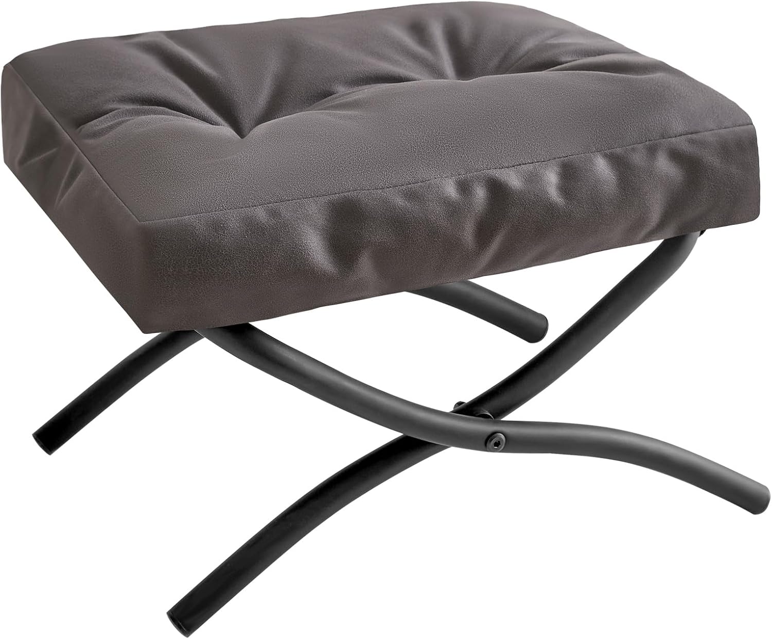 IBUYKE 11.8” H Folding Footrest Stool, Rectangle Small Foot Stool Accent Ottoman for Lazy Chair, Modern Portable Ottoman Foot Rest for Living Room Bedroom, Dark Grey WBD020BG