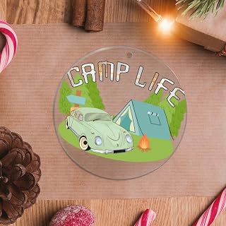 2022 Ornament Camp Life Acrylic Ornament Camper Trailer Holiday Ornament for Home Christmas Tree Decor Housewarming Gift Collectible Present Gift Xmas Tree Decoration