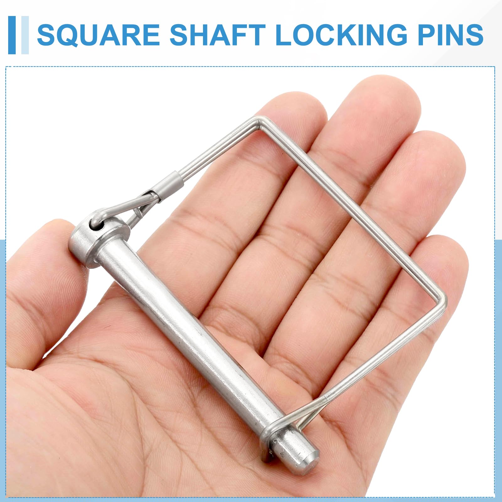 PATIKIL 4 Piezas Pasadores De Bloqueo De Eje Cuadrado De Acero Inoxidable 304, 2/7" x 2-4/5"(8mm x 70mm) Pasador De Acoplamiento Para Remolques Para Vagones Enganches, Plateado