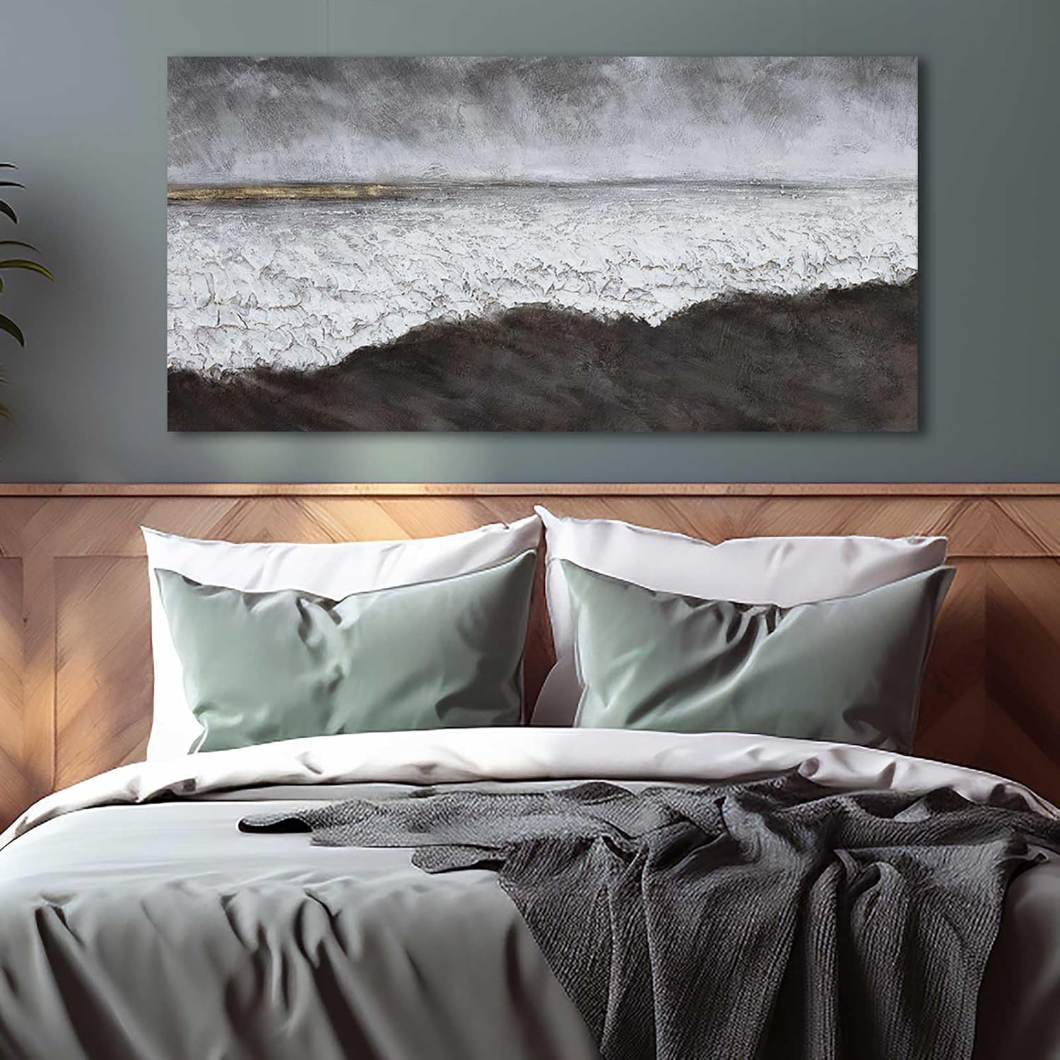 XIANSHOU Living Room Wall Decor Black Abstract Wall Art White Painting Contemporary Wall Art Canvas Picture Decorations for Bedroom Dining Room Office 24x48 in - Image 4