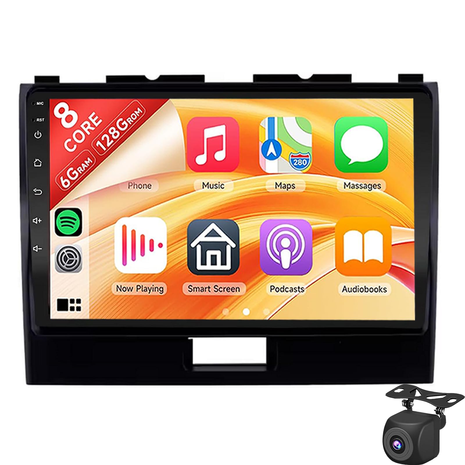 Radio Samochodowe Android 15 Do Suzuki Wagon R 2010-2018 Bezprzewodowy CarPlay I Android Auto 9 Calowy Ekran Dotykowy Odtwarzacz Samochodowy GPS Bluetooth/WiFi/FM/SWC/MIC USB Kamera(Color:M300)
