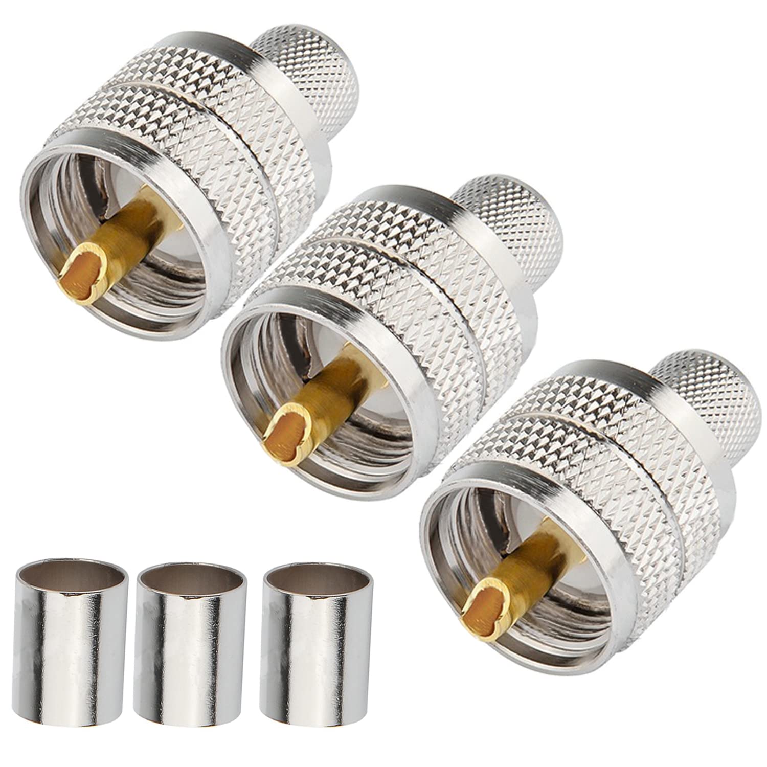 Fohevers 3 Pack UHF PL259 Male Plug Crimp Coax Connector - 50 Ohm RF Coaxial Cable Adapter for CB Radio/Ham Radio/Antenna - Image 2
