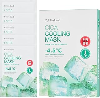 Cell Fusion C Post Alpha Cica Cooling Mask 5ea with Centella Asiatica & Panthenol, Hydrating and Calming Korean Face Mask for Acne-Prone Skin