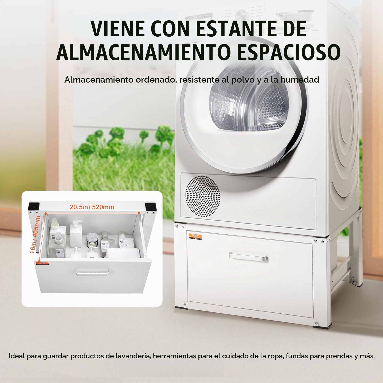 VEVOR Base Universal para Lavadora 685,8 x 363,22 mm Soporte para Lavadora y Secadora, Base para Lavadora Multifuncional de Alta Resistencia con cajón y Muchos Accesorios para Lavadero