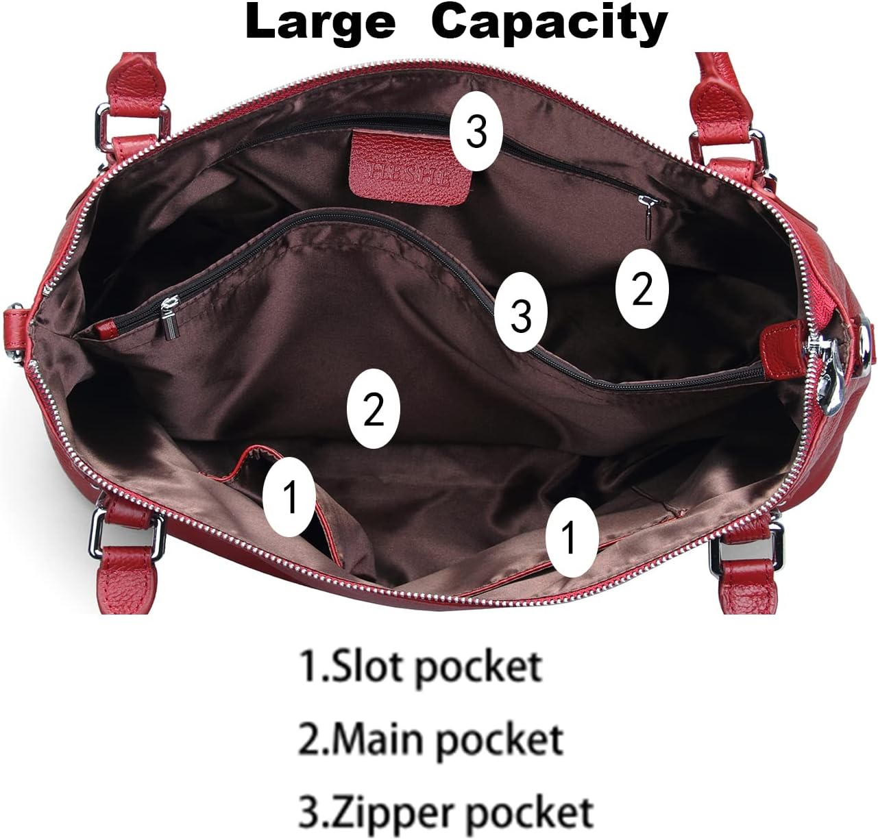 HESHE Genuine Leather Purses and Handbags for Women Tote Shoulder Bag Satchel Purse Top Handle Bags Hobo Crossbody Purse - Image 6