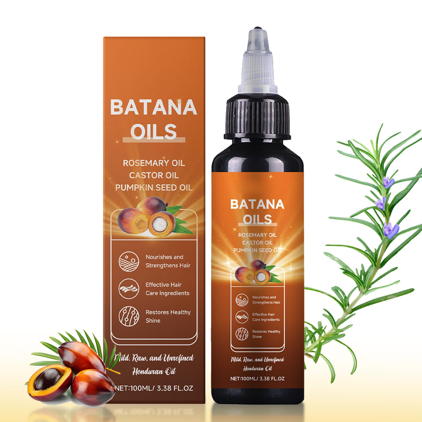 Batana Oil for Hair Growth, 4-In-1 Liquid Batana Oil for Hair Growth with Batana, Rosemary, Castor and Pumpkin Seed