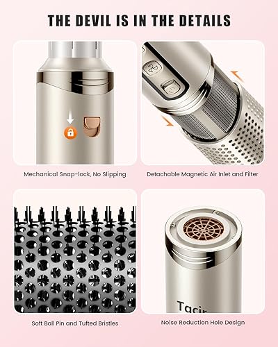 Miniatura 7 de Cepillo profesional 8 en 1 para estilizar el aire caliente y secador de pelo, potente multiestilizador con rizador de envoltura automática con