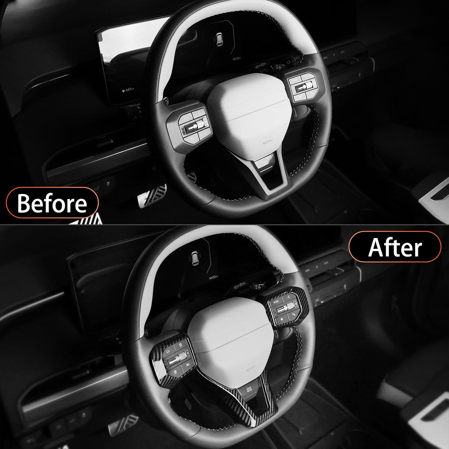 YOUTOOCAR 3PCS Steering Wheel Button Frame Cover Compatible with Kia K4 GT-Line 2025, Kia EV6 GT 2025, Kia EV3 2026, Kia Sportage GT-Line 2026 Accessories (Carbon Fiber Pattern)