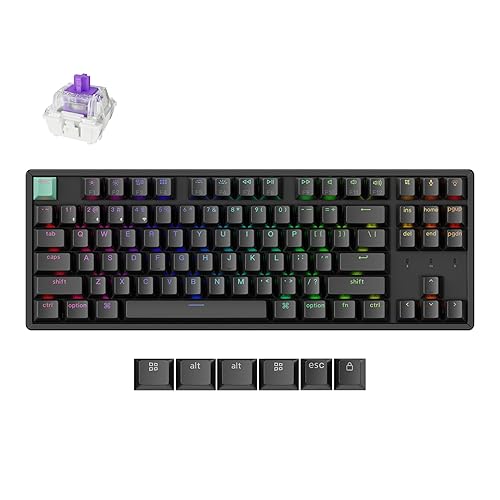 Keychron K8 HE TKL Wireless Mechanical Keyboard Hot Swappable Hall Effect Magnetic Switches 2.4 GHz/Bluetooth/Wired QMK/VIA Custom RGB Backlit Aluminum for Mac Windows Linux-Black - Aluminum Frame Black