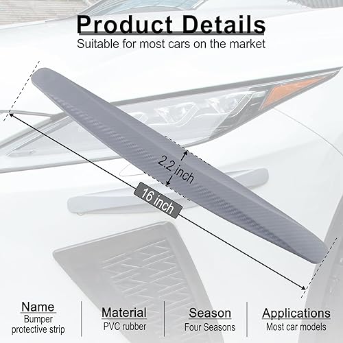 Miniatura 8 de BJSIA 4 tiras protectoras para parachoques trasero de automóvil, tiras de parachoques de esquina delantera y trasera, cinta antiarañazos, fibra de
