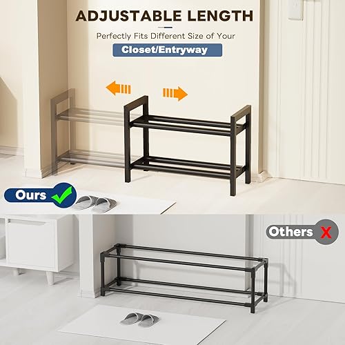 Miniatura 4 de Mavivegue Zapatero expandible, organizador de zapatos ajustable de 2 niveles, estante de zapatos para armario, entrada, puerta delantera