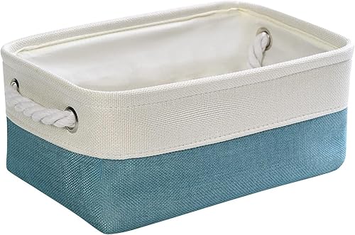 Miniatura 102 de TheWarmHome Cesta decorativa rectangular de tela con asas para almacenamiento de ropa