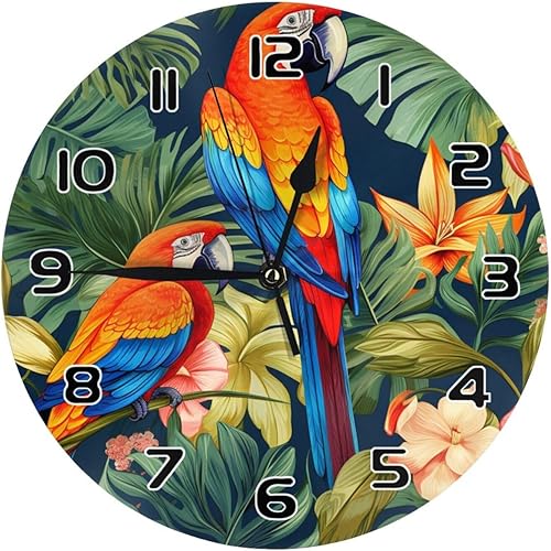 Miniatura 12 de Reloj de pared retro de madera con patrón de dardos, reloj de pared redondo de 10 pulgadas, silencioso, sin tictac, funciona con pilas, para sala de