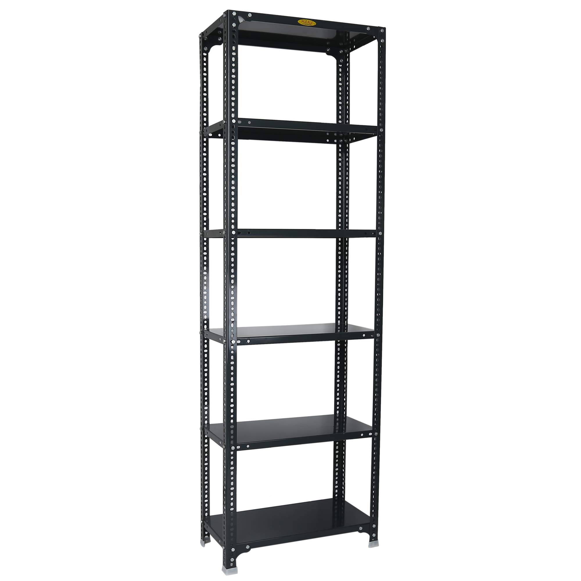 Mil-Nil Prime CRC Sheet 6 Shelf Multipurpose Slotted Angle Rack, 78 x 24 x 12 Inch, 24 Gauge (Grey) 16 Gauge Angles