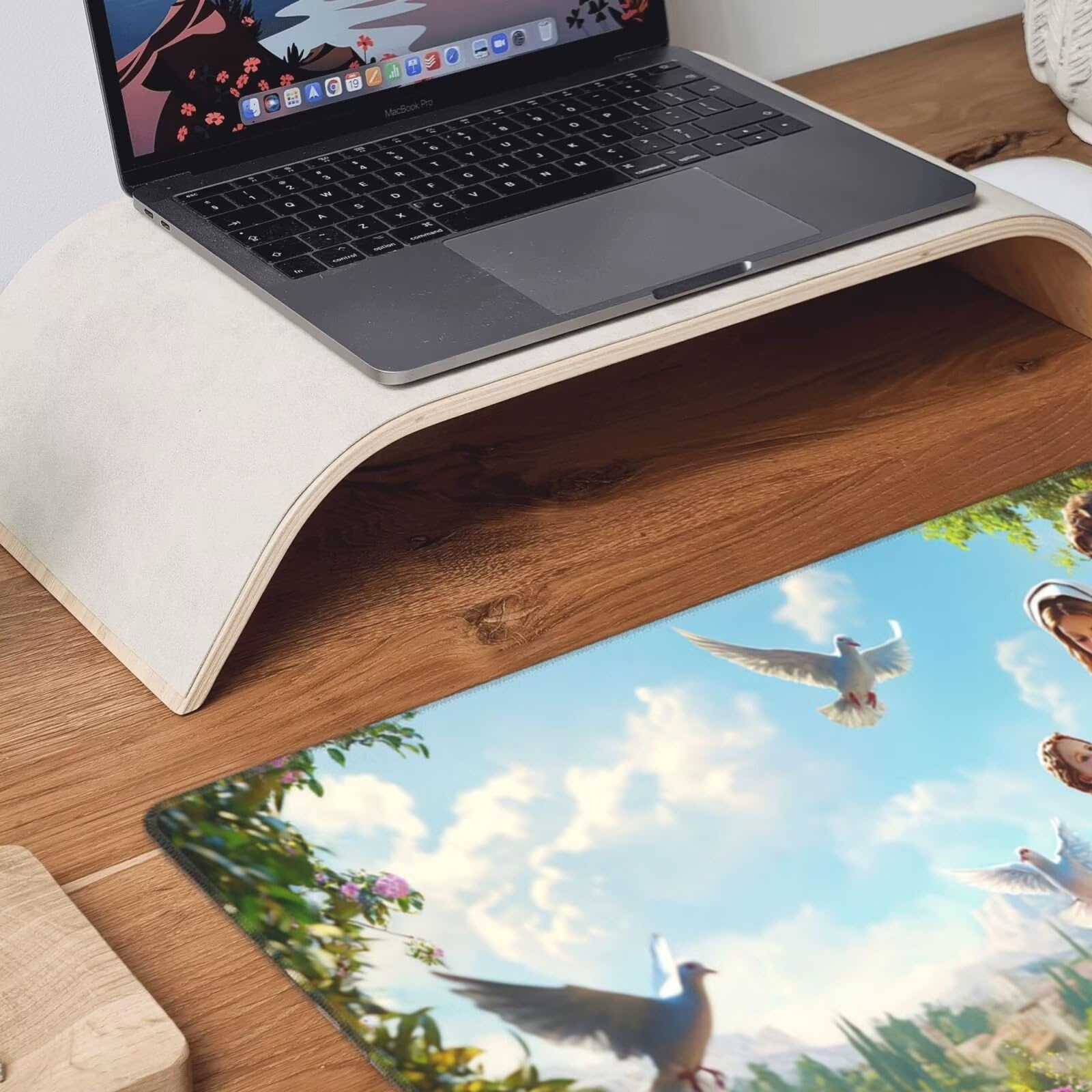 Niebieska podkładka pod mysz XXL krajobraz mata na biurko 1600 x 800 x 3 mm zmywalna podkładka do gier na laptopa, z antypoślizgową gumową podstawą do gier, PC, pracowników biurowych Y1033