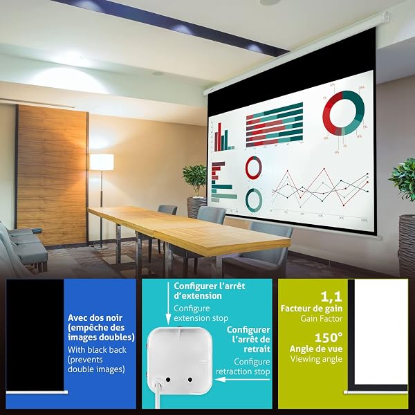 ESMART Professional MIMOTO Projection Screen Motor 221 x 125 cm (100") 16:9 | Programmable Remote Control | Home Theater Electric Projector Projection Screen Motor Screen - 4