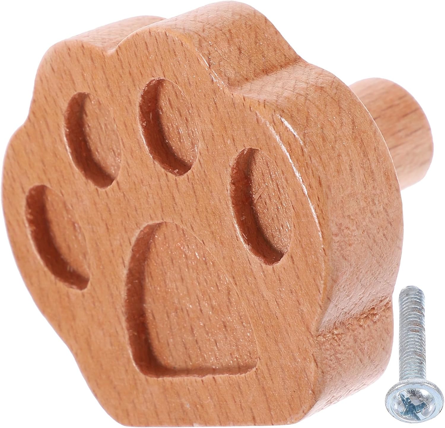 SMASOLO Cartoon Animal Paw Cabinet Pull Knob, Solid Beech Wood Dresser Drawer Handle with Screws, Childrens’ Room Furniture Pull for Wardrobe and Cupboard