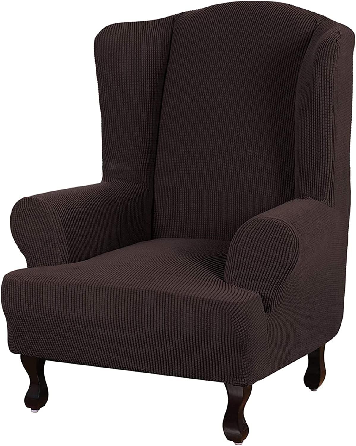 Stretch Wingback Covers Armchair Covers Wing Chair Slipcover 1-Piece Spandex Sofa Slipcovers Furniture Protector for Living Room (Color : Brown)