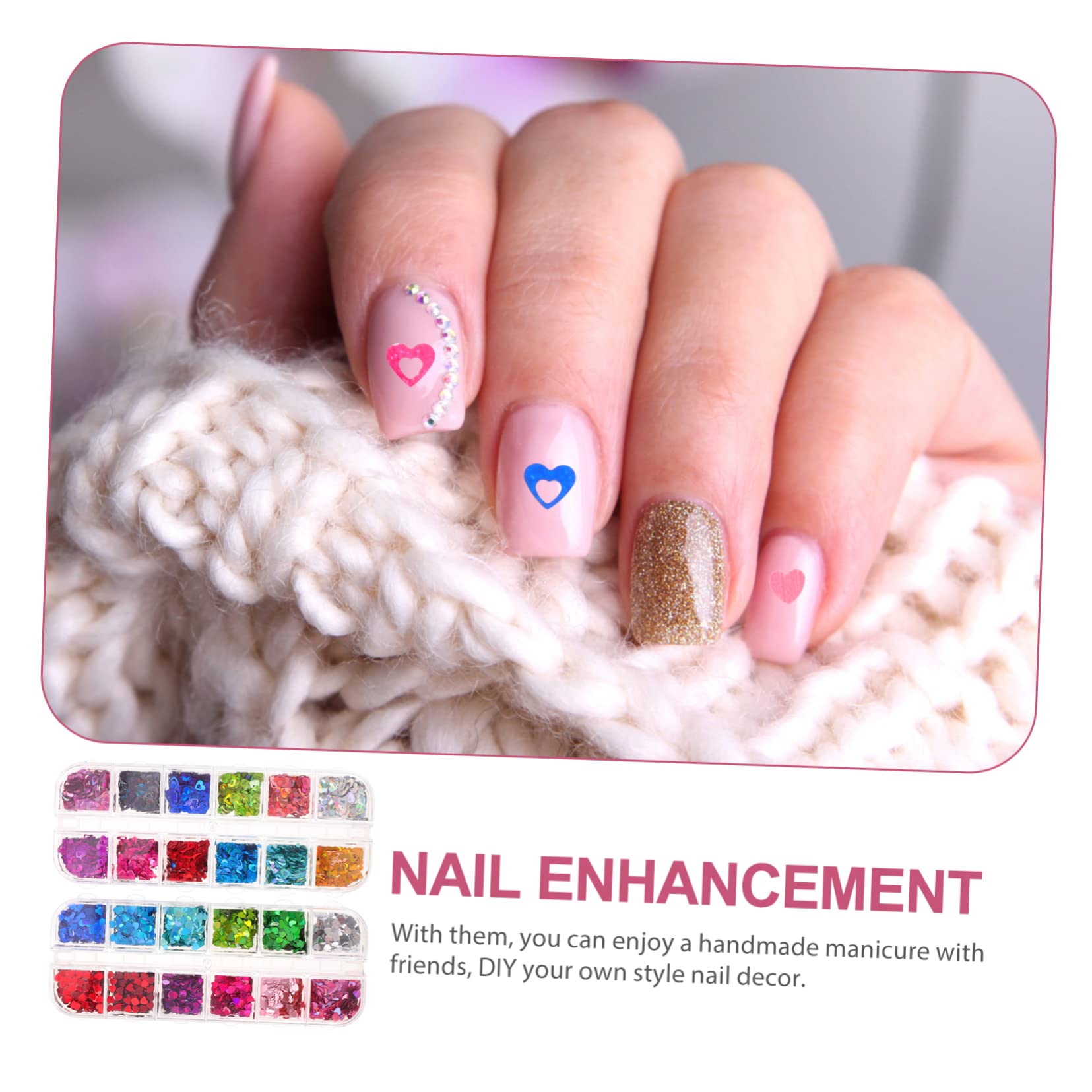 FOMIYES 4 Set Di Paillettes Per Unghie A Forma Di Cuore Glitter Per Unghie Forniture Per Nail Art Per Donne 2 Scatole*4