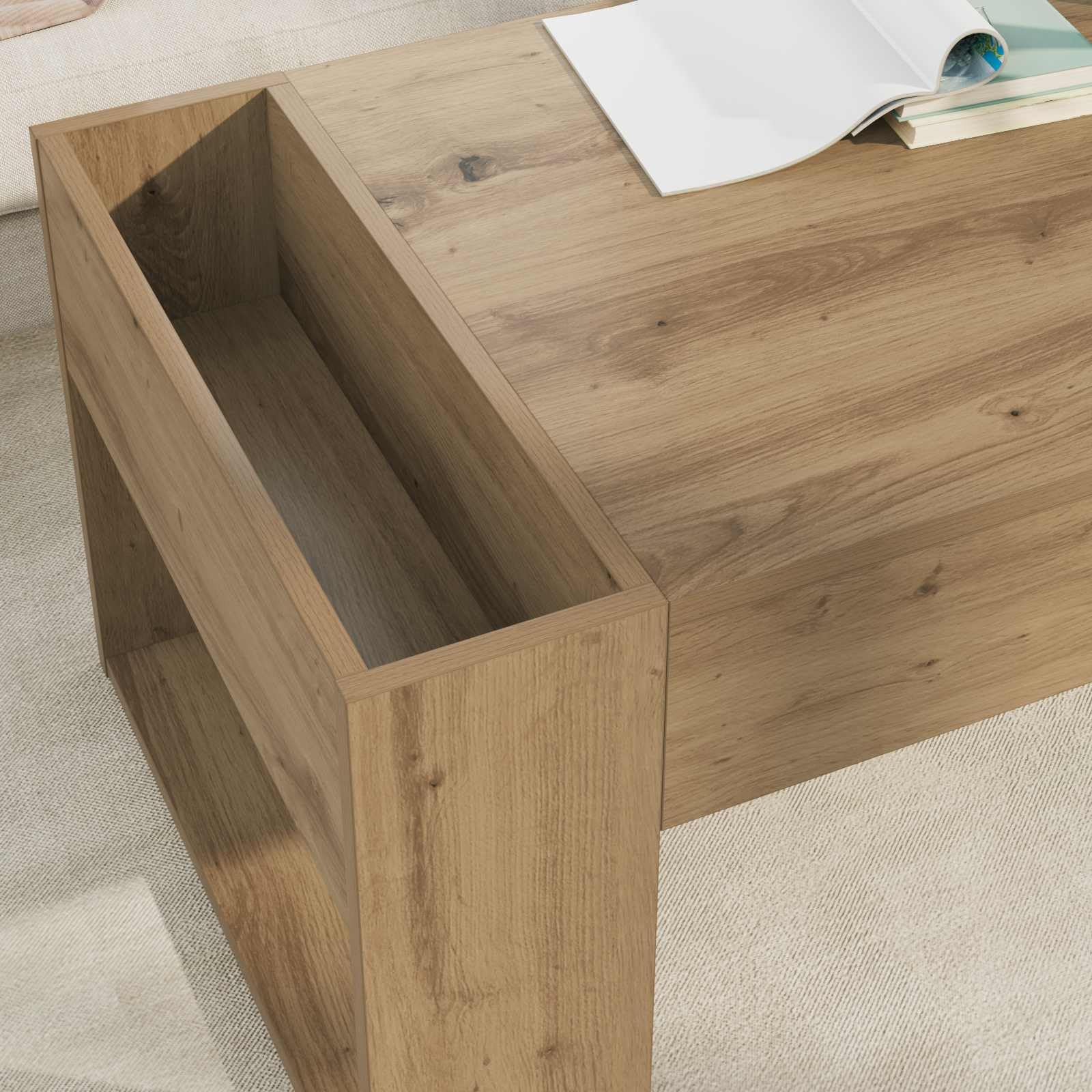 Hothingwell Rechteckiger Couchtisch, 110 x 50 x 41 cm, Holz | Schlichtes Design für Wohnzimmer, robuste Konstruktion, einfache Montage für 2 Personen, einfache Pflege mit feuchtem Tuch