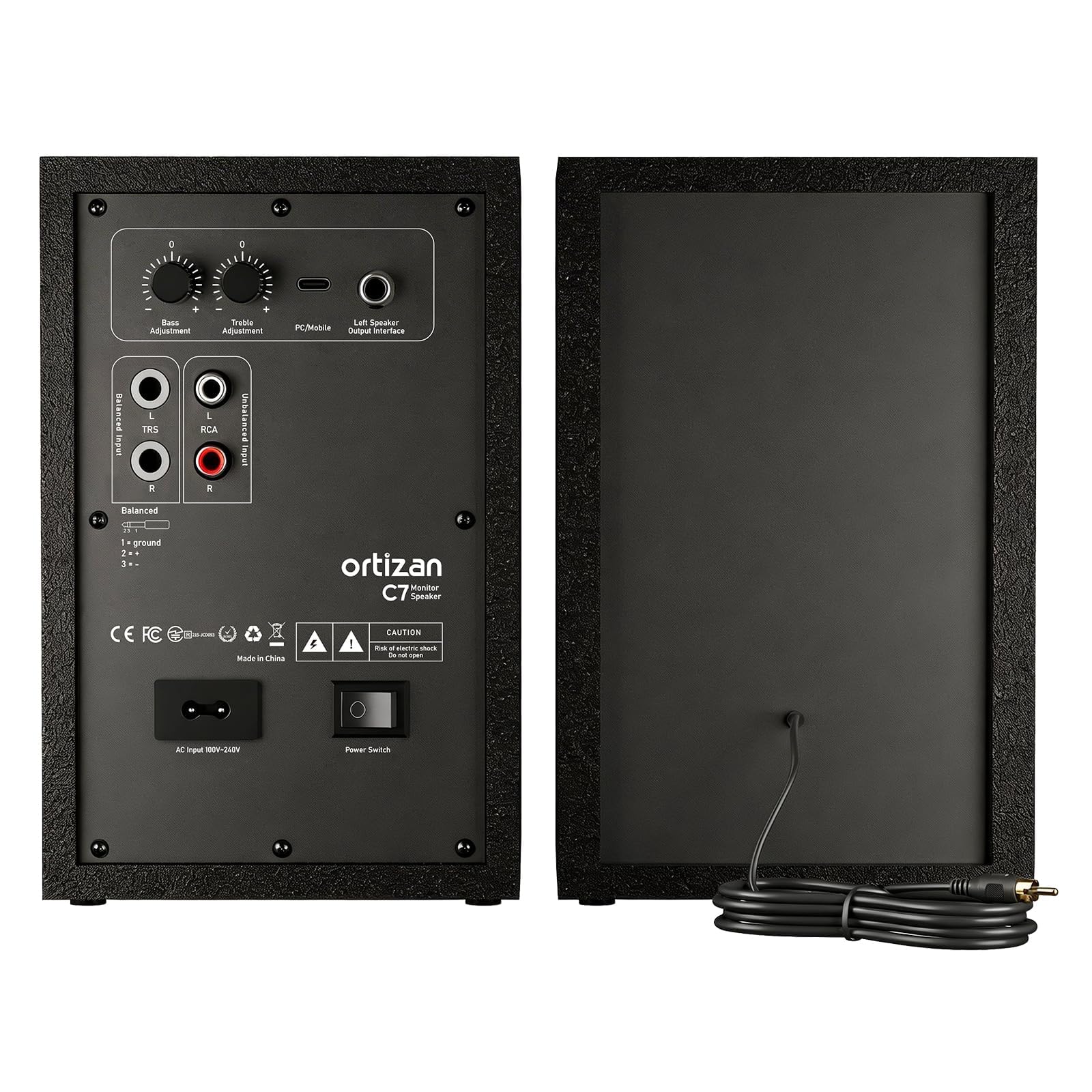 Ortizan C7 Studio Monitors Altoparlanti con Bluetooth per Computer nero