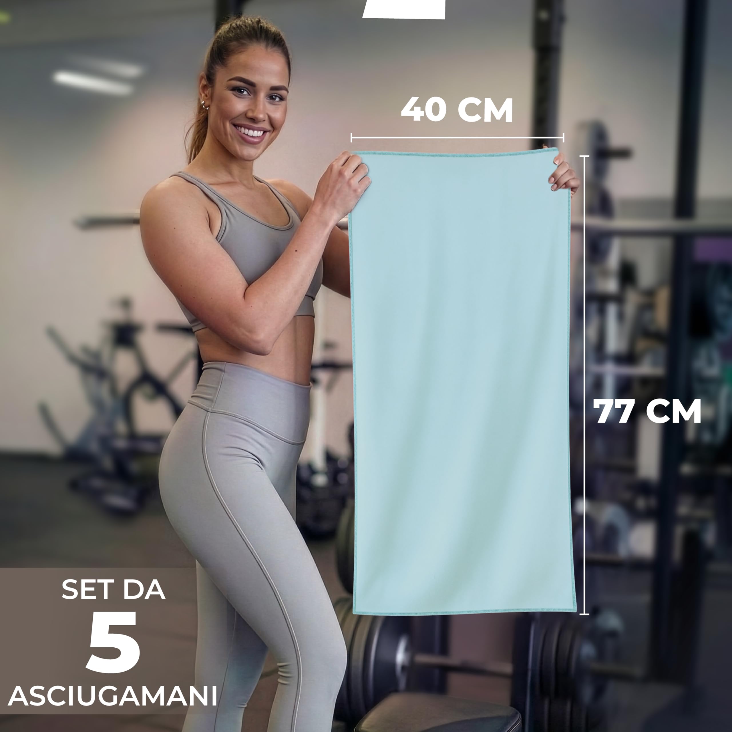 Zenacross Asciugamano Microfibra Set da 5, 40x77 cm - Telo Palestra Asciugatura Rapida e Assorbente - Gym Towel per Palestra - Pastello