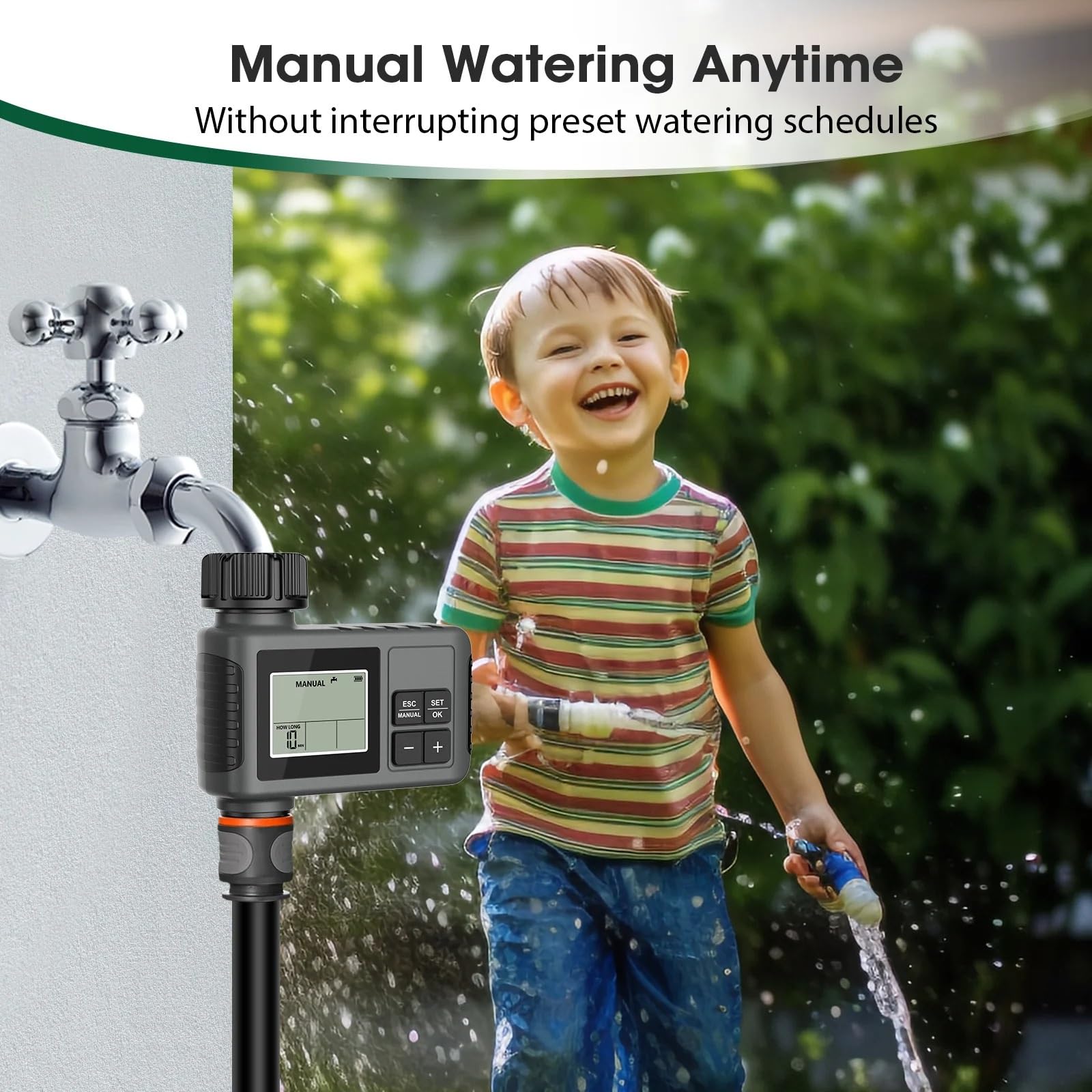 Timer per l'irrigazione, Programmatore automatico 'acqua Smart Dip Irrigazione di irrigazione Rubinetto da giardino Tubo flessibile Timer for cortile esterno domestico IPX5