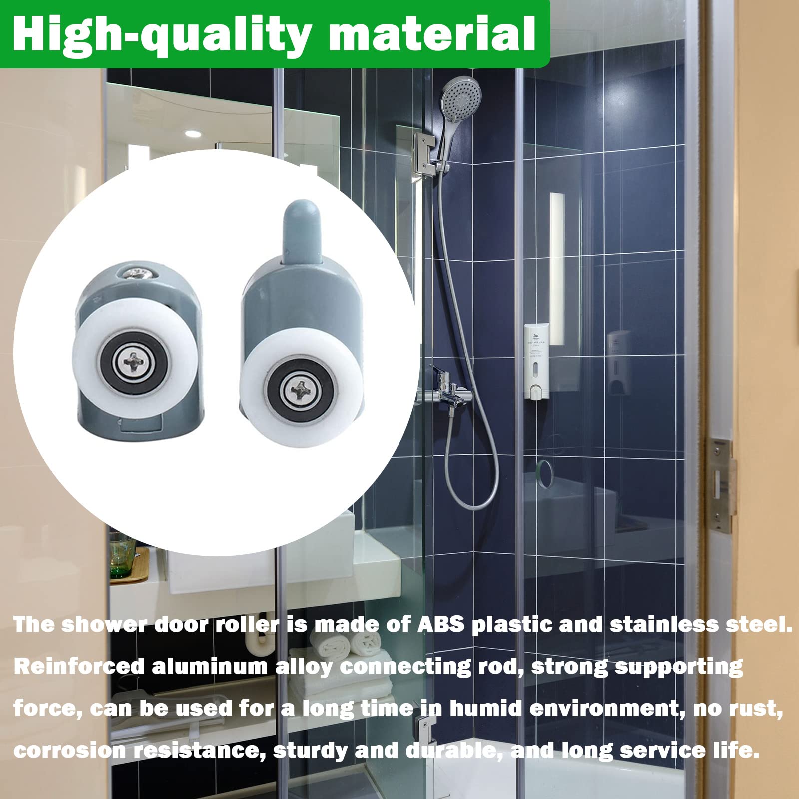 Kit 8 Rulli Porta Doccia - Ruote In POM, Acciaio Inox, Per Docce Curve E Diritte
