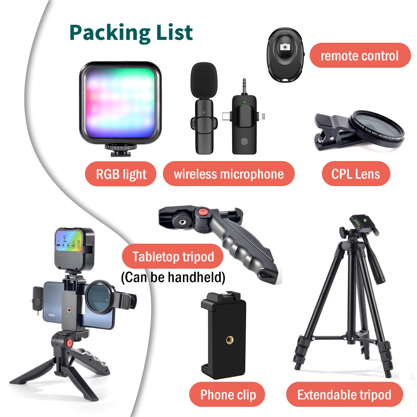Movo IVlogger Vlogging Kit For IPhone - Lightning Compatible Video Vlog Kit - Accessories