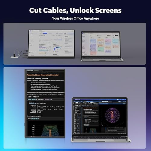 Miniatura 3 de ZSCMALLS Monitor portátil inalámbrico con batería, 8000 mAh, 15.6 pulgadas, 1080P IPS USB-CHDMI, segunda pantalla, altavoces integrados, compatible