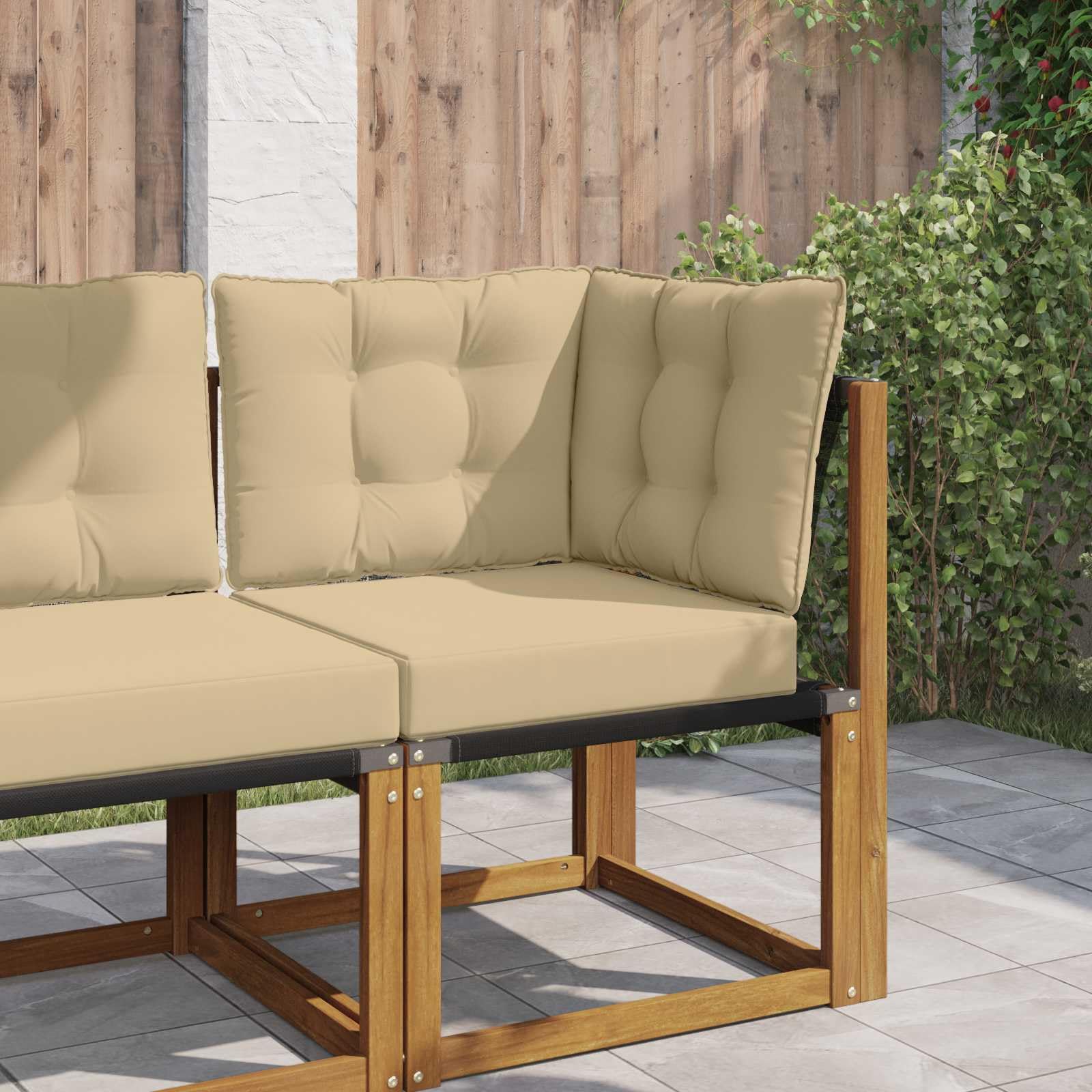 Coussin de canapé extérieur beige lot de 3 en polyester amovible pour salon de jardin