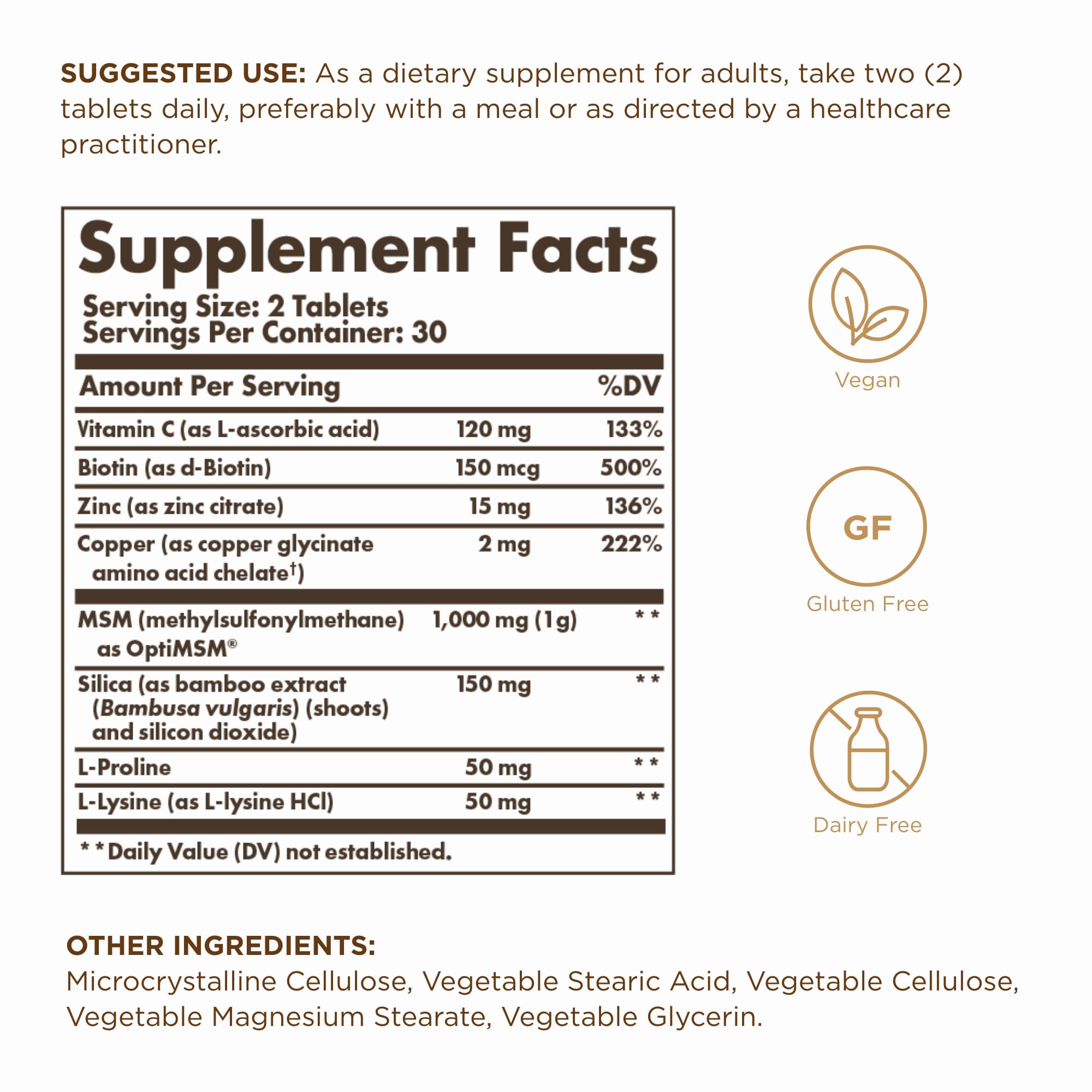 Solgar Skin, Nails & Hair with Biotin - 60 Tablets - with Vitamin C to Promote Healthy Collagen Production - 30 Servings — Amazon image 2
