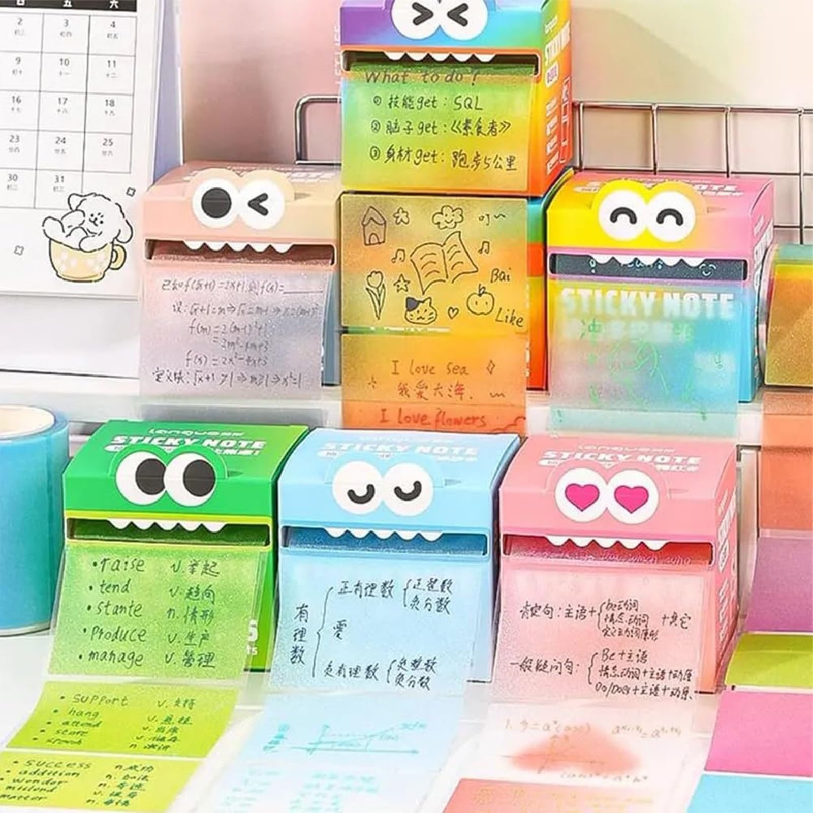 Notes Autocollantes à Motif De Monstres Mignons, Notes Autocollantes Amusantes En Forme D'animaux Pastel, Blocs-Notes Auto-Adhésifs à Détacher, Bloc-Notes Faciles à Coller(10PCS)