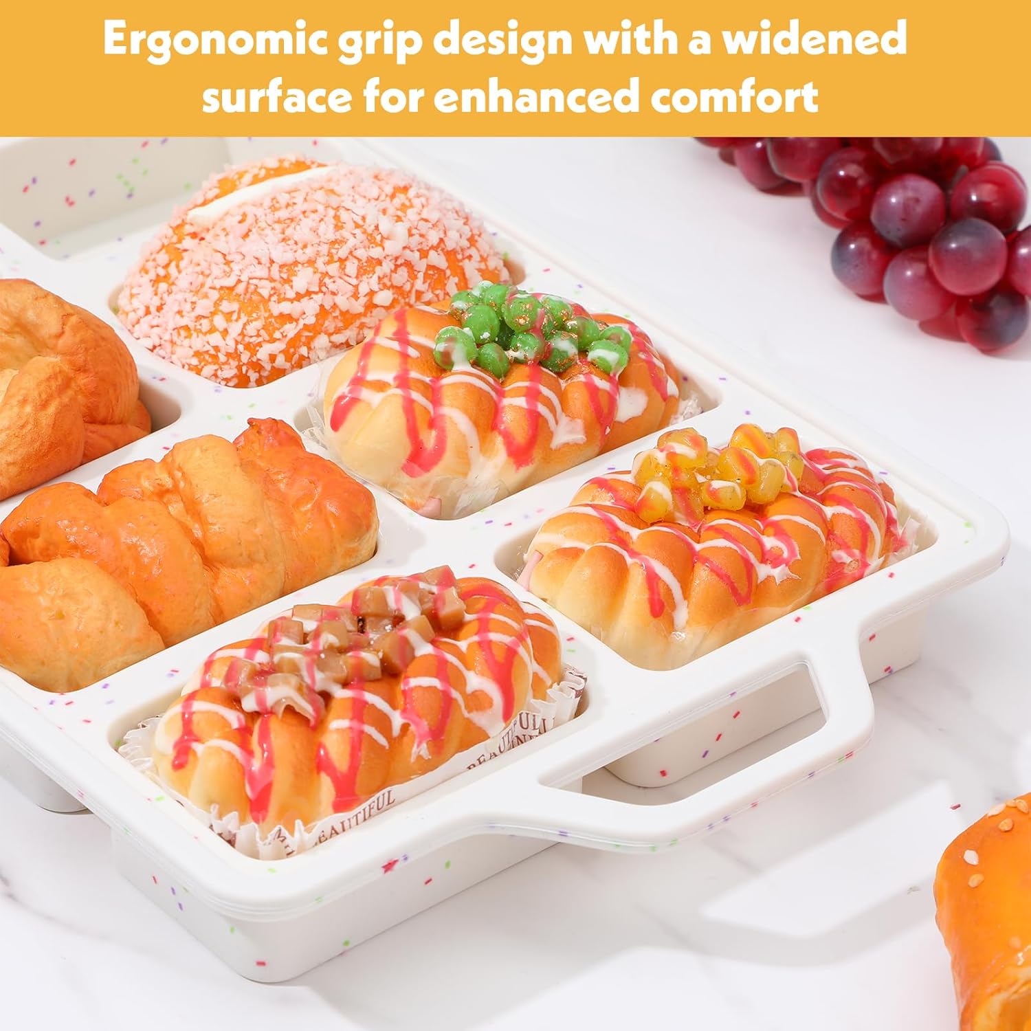 Silicone Mini Loaf Pan with Metal Reinforced Frame 2 Pack Non-stick Mini Bread Loaf Pans for Baking Bread 8-Cavity, Dishwasher Silicone Baking Molds for Banana Breads, Cornbread, Cheesecake (Cream) - Image 7