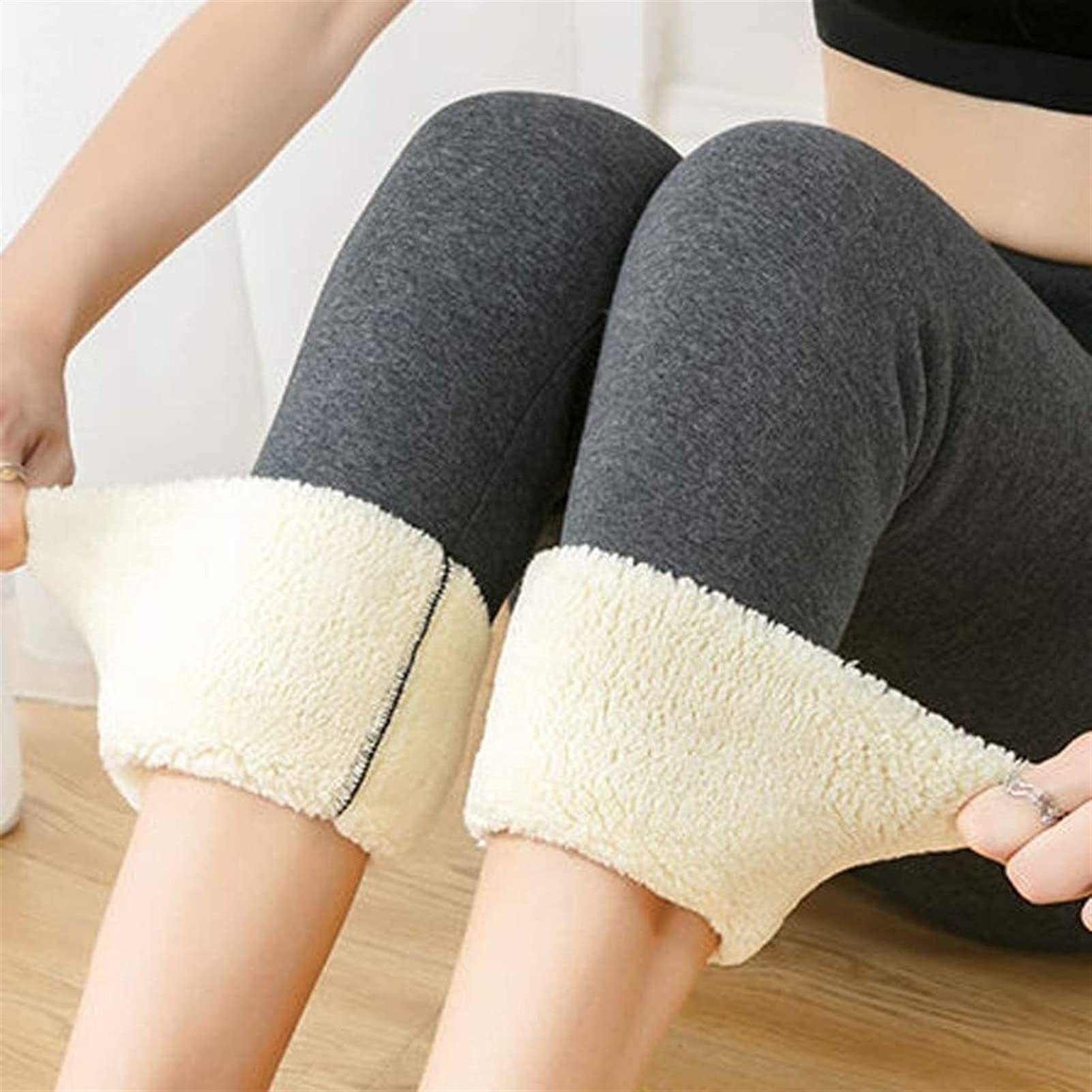 GOUJIAN Collants Thermiques Hiver Femmes Leggings en Laine De Cachemire Épais Coupe-Vent Hiver Chaud Leggings Élastiques Pantalons Doublés en Polaire Collants Épais pour Filles Dames