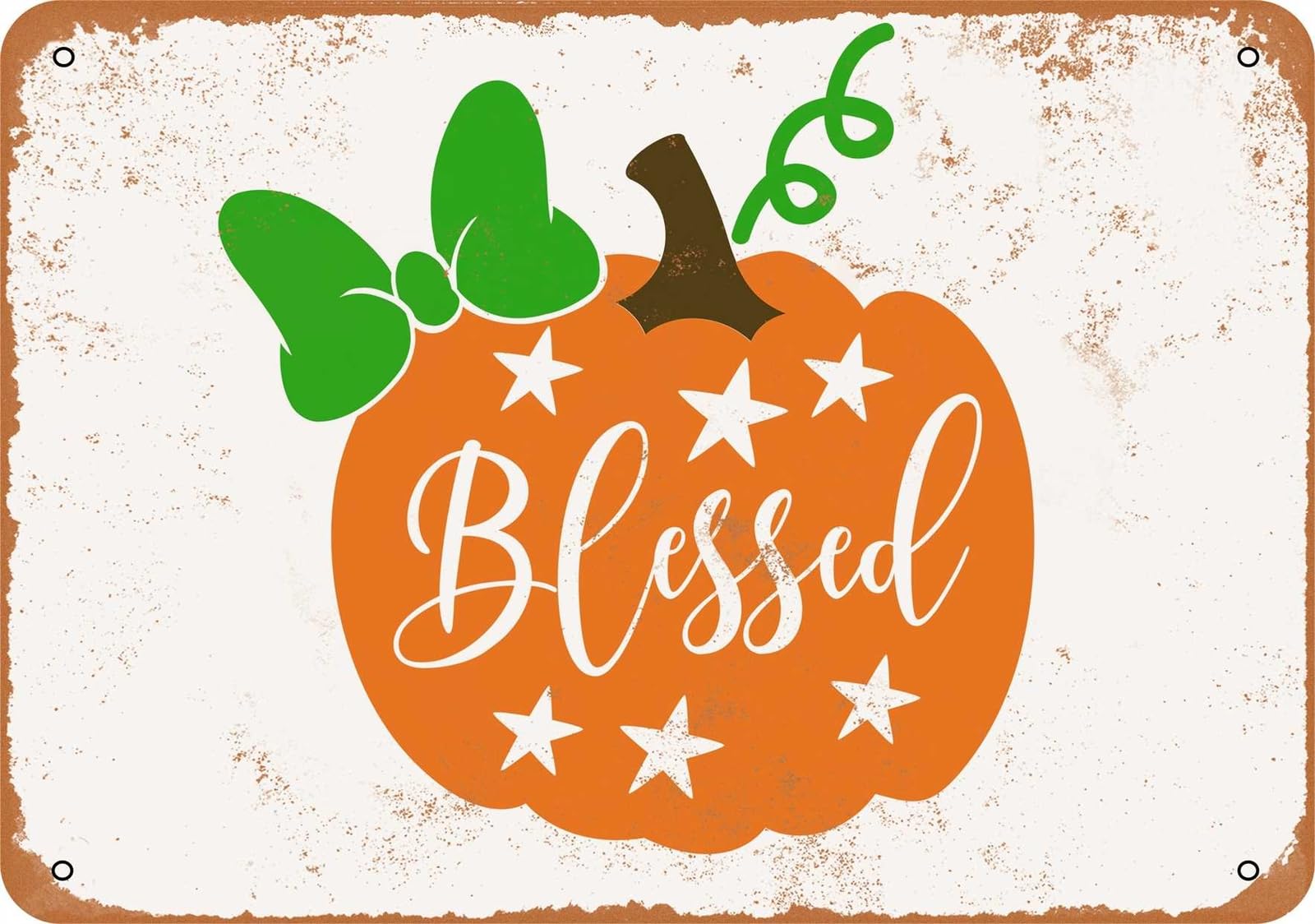 Miaomansenstore Metal Sign - Blessed Pumpkin - Vintage Look Home Decor