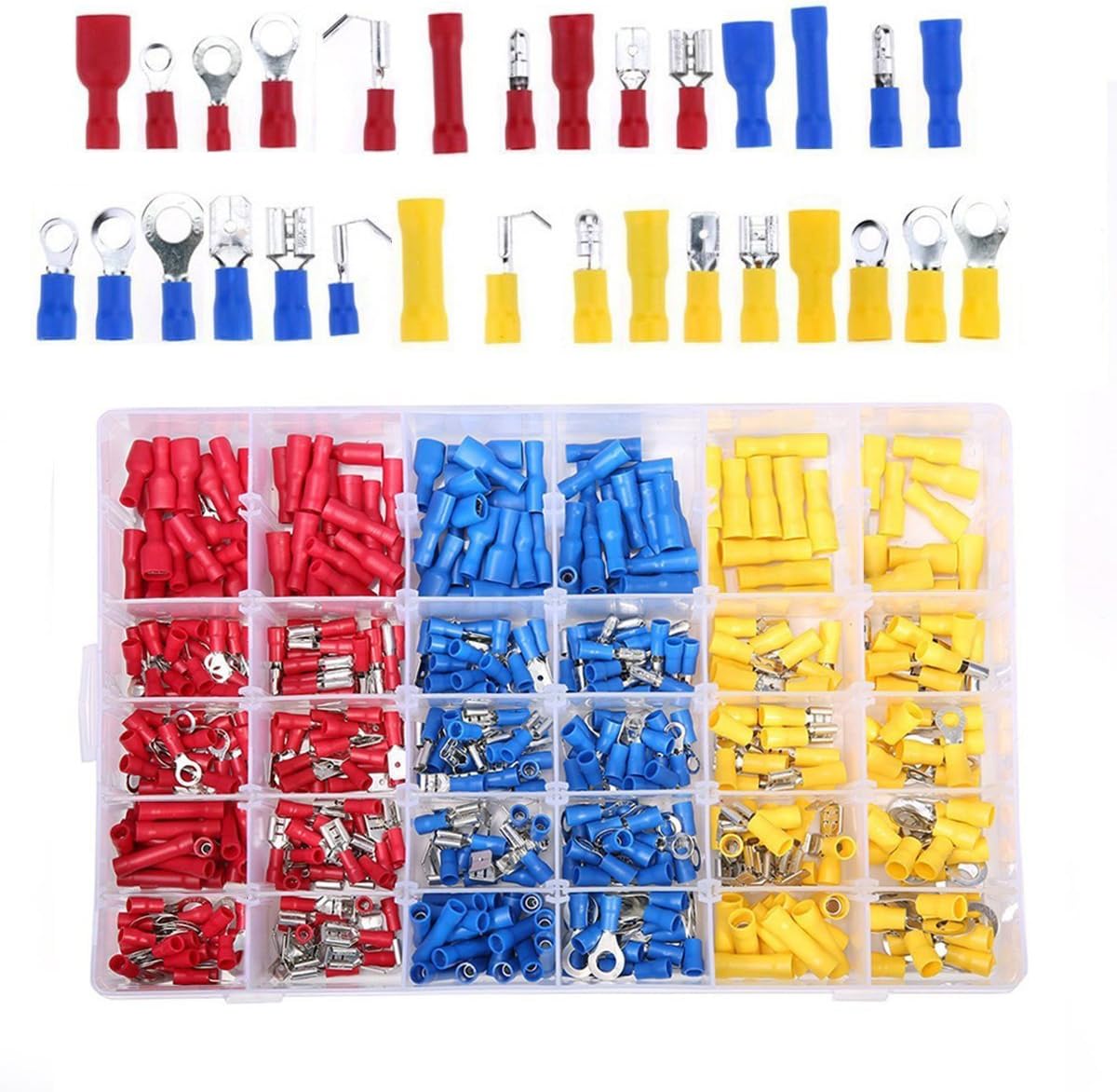 COLIBROX 480pcs wire Terminals Crimp Connectors,PXMY Insulated Wiring Terminals Wire Connectors Assorted Electrical Crimp Terminals Kit Spade Ring Set