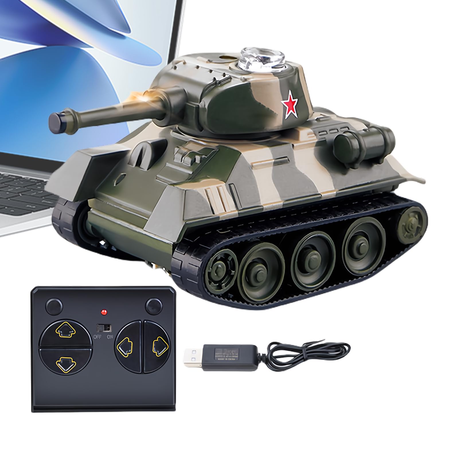 Générique Mini RC Tank - Véhicule Militaire télécommandé sans Fil | Tour rotative à 360 °, Jouet modèle Militaire simulé avec Son et lumières, Panzer Tactique à Petite échelle pour et Amateurs