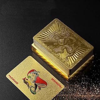 1SET Gold Foil PVC Plastic Playing Cards - Waterproof & Bend-Proof, Extra Thick Durability Poker Cards Deck, Golden