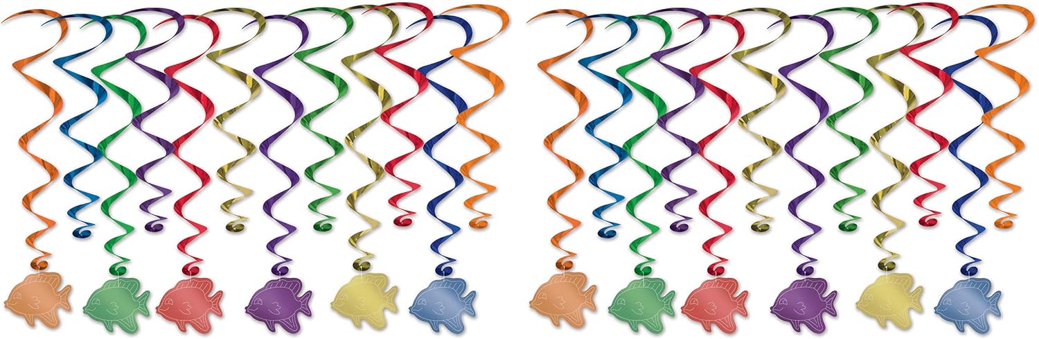 Beistle Fish Whirls 24 Piece, 17.5" - 31.5", Multicolored