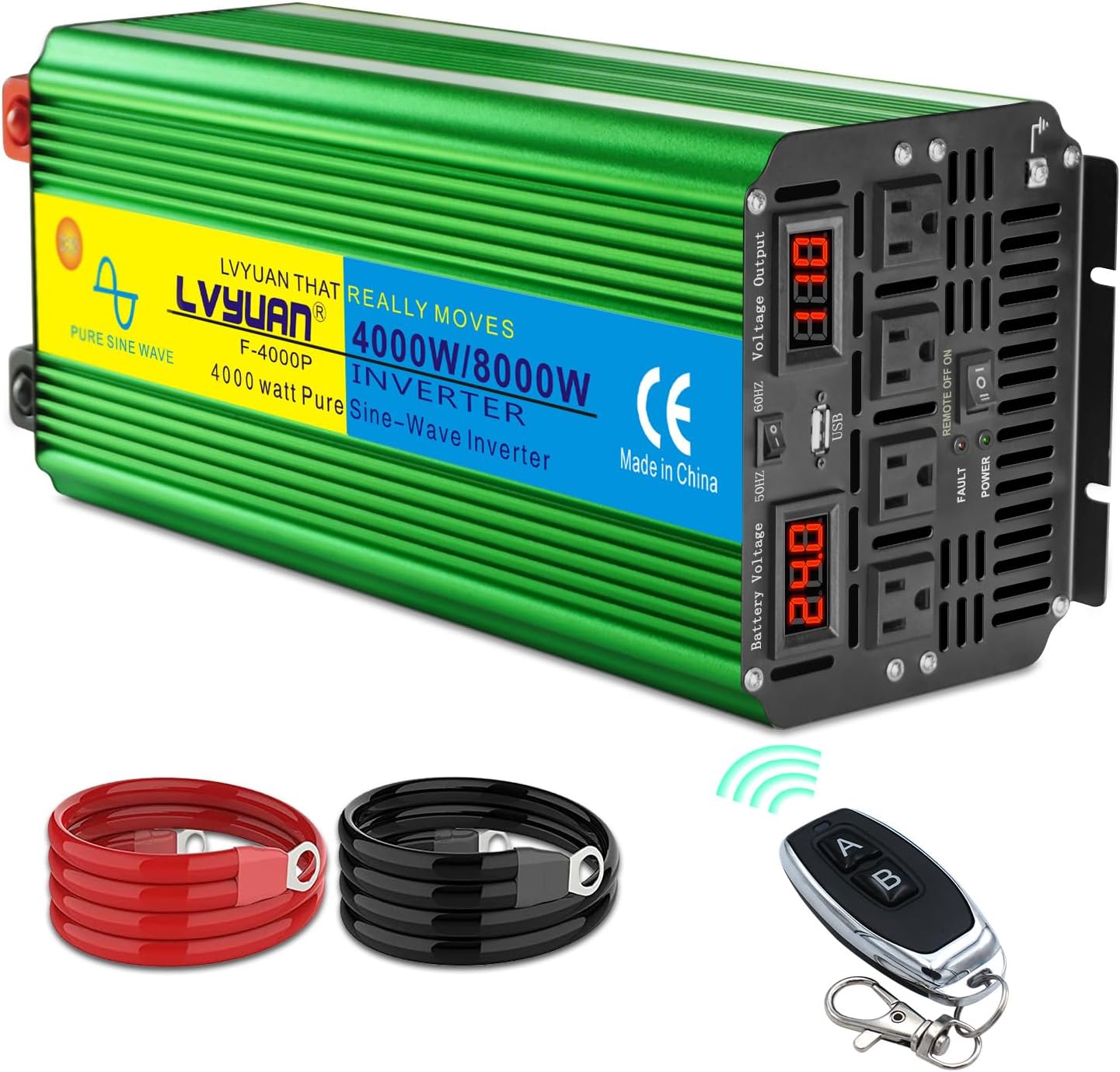 LVYUAN【正規品】2024新登場 24V 4000W 正弦波インバーター 50HZ/60HZ 