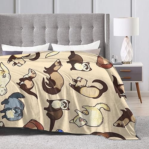 Miniatura 4 de Manta de viaje novedosa de hurón peludo, manta de microforro polar ultrasuave, manta de viaje grande para adultos, niños, mujeres, adolescentes y