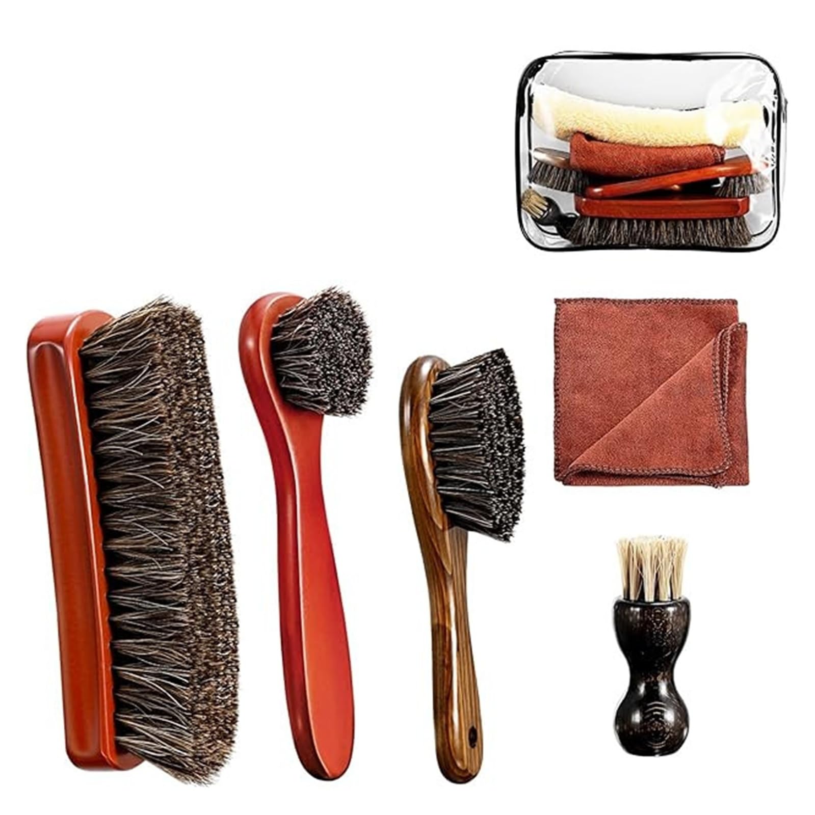 Cepillo de Crin de Caballo Juego de Limpieza con Cepillo Pelo Caballo for Zapatos, sofá Cuero