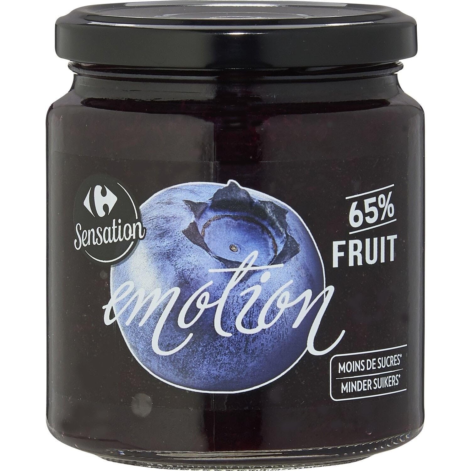 Confiture riche en fruits pour un petit déjeuner gourmand — CARREFOUR SENSATION Myrtille, pot de 330g - Lot de 4