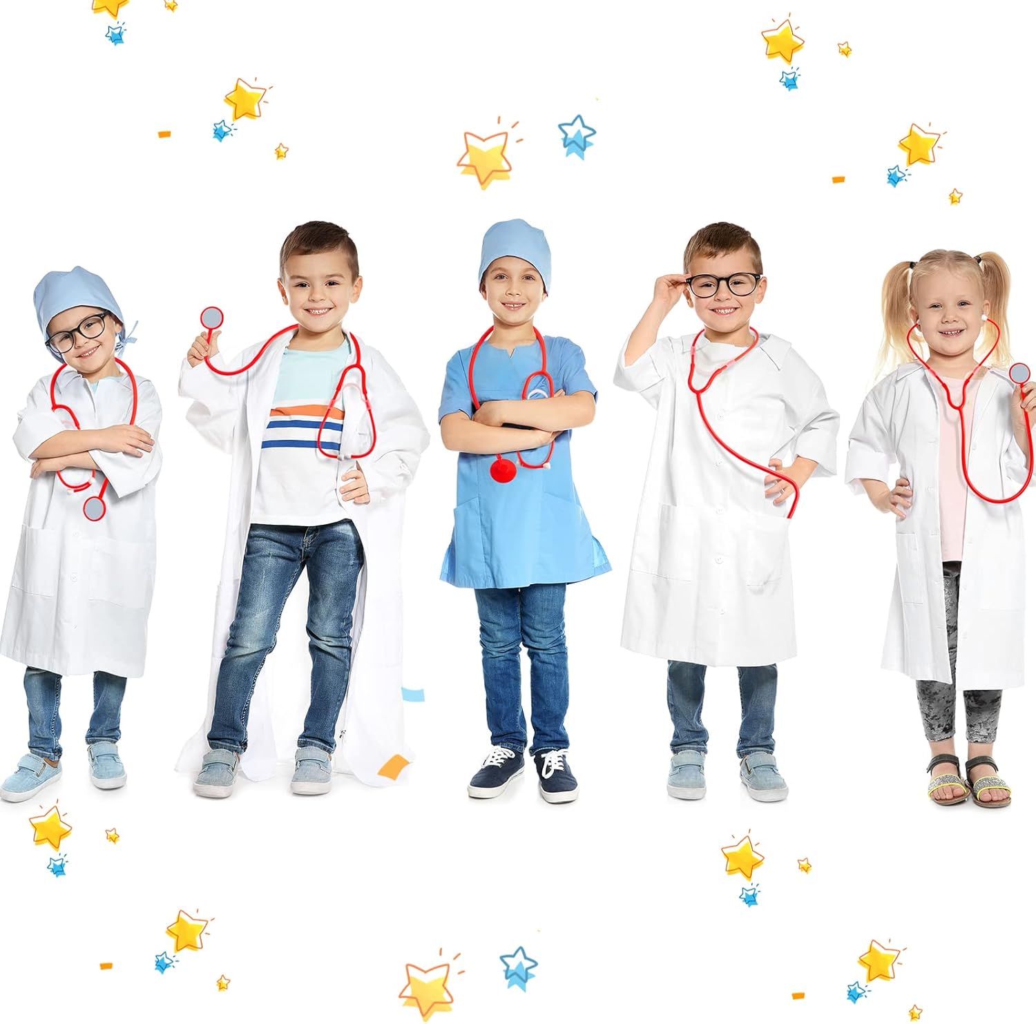 Hanaive 30 Pack Kids Stethoscope Toy Disposable Stethoscope Bulk Real Working Nursing Doctor Pretend Game Nurse Costume Accessories for Kids School Career Day Grad Party(Red)