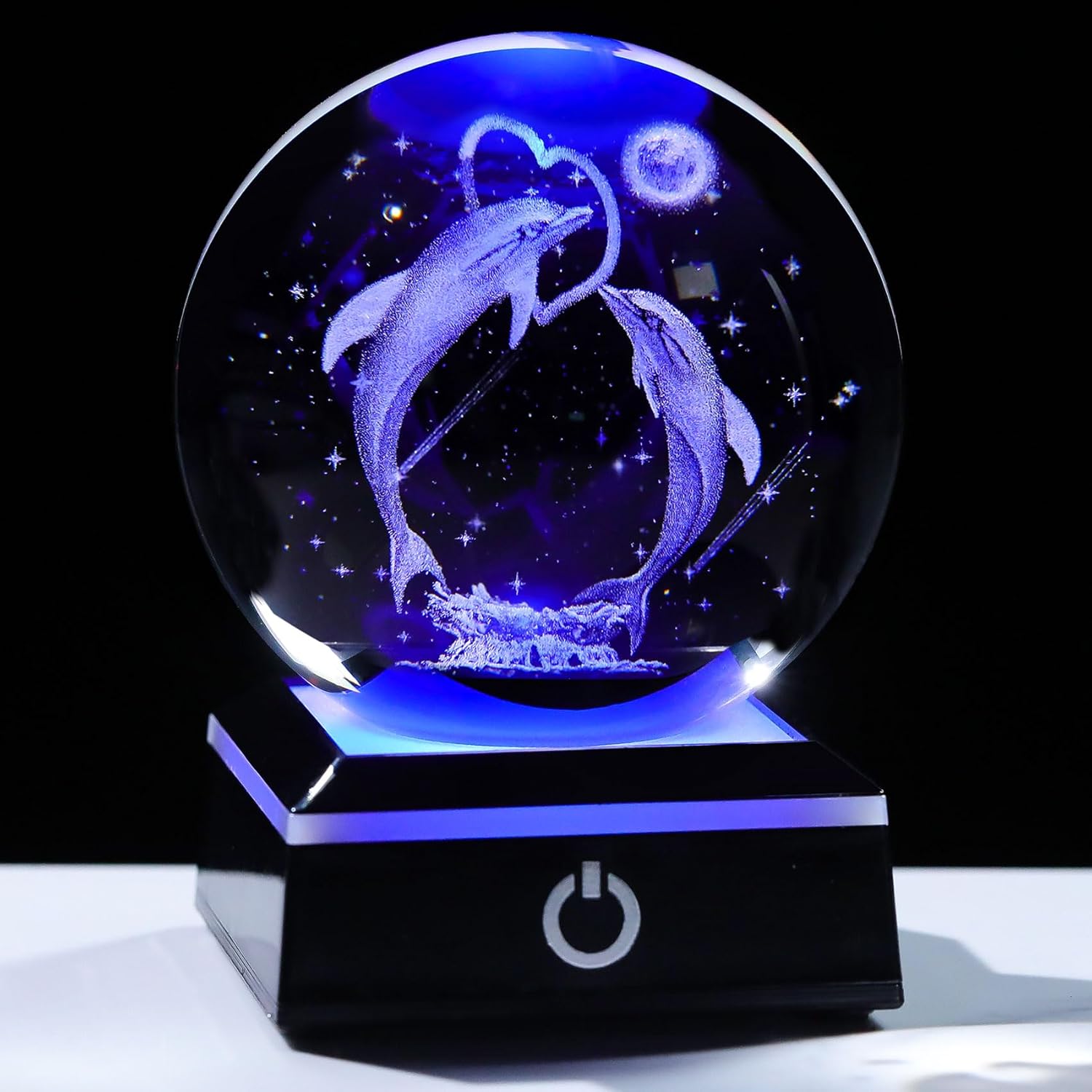 Enjinkail 3D Panda Crystal Ball with Color-Changing LED Base - Laser Engraved Panda Gift for Women Men Kids, Decorative Night Light Paperweight for Desk/Bedroom - 3.15inch