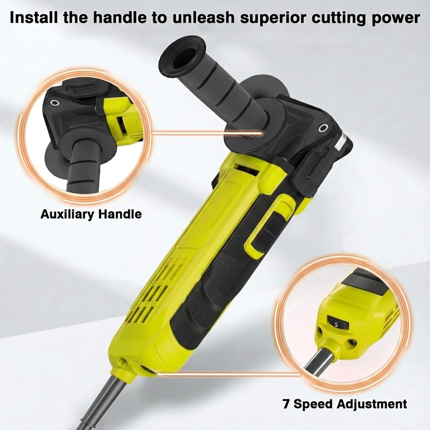 Electric Oscillating Tool, 2.5-Amp Oscillating Multi Tool with 3.2° Oscillation Angle, 7 Variable Speeds and 26 pcs Saw Accessories, Auxiliary Handle and Carrying Bag(Green)