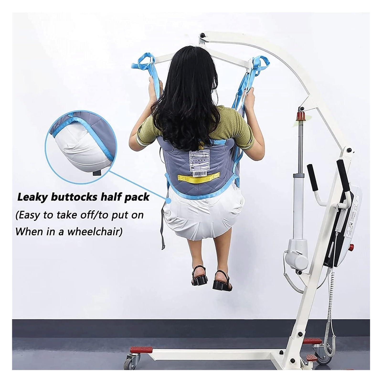Arnés de Traslado para Pacientes con Apertura en Piernas - Sistema de 4 Puntos para Inodoro, Ducha y Cuidados - Hasta 275kg (Bariátricos/Ancianos)